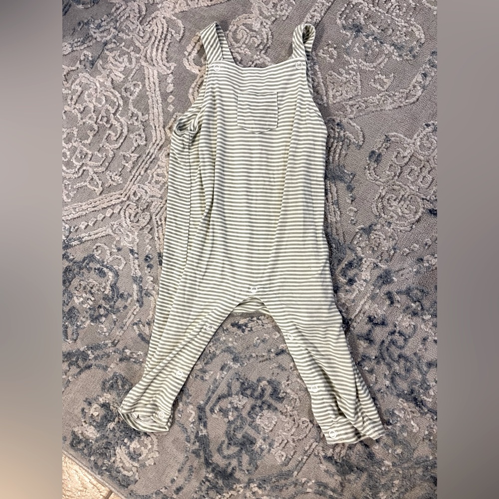 Angel Dear Green & Cream Overalls